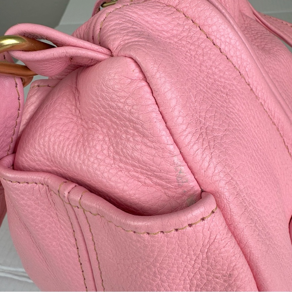 Victoria Leather pink pebble leather teardrop shape crossbody bag - Picture 8 of 14